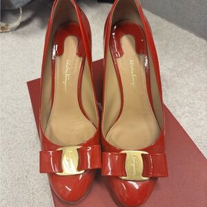 Salvatore Ferragamo Women's Red Patent Leather Pumps